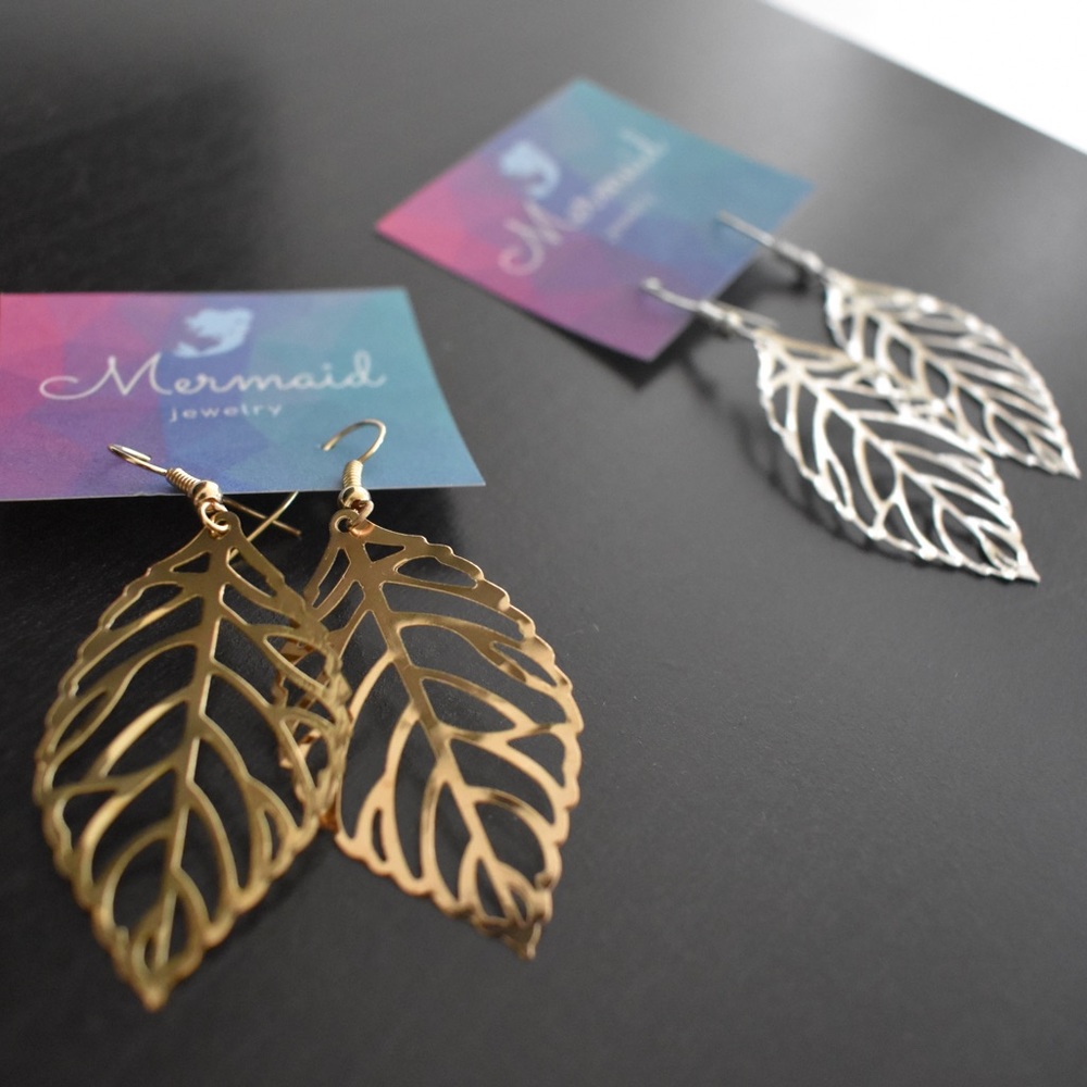 🆕 Gold and Silver Leaf Earrings